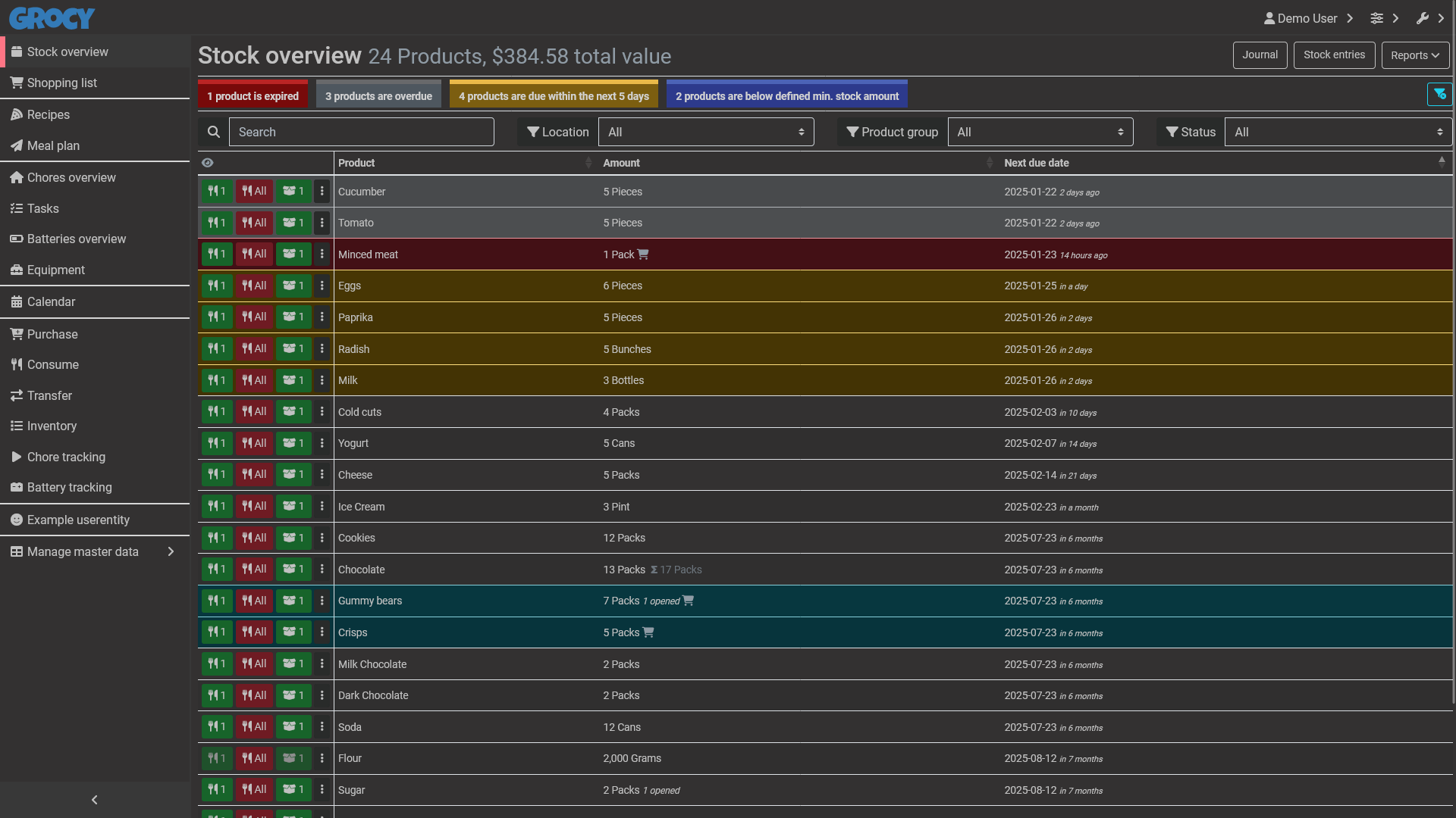 Grocy - ERP beyond your fridge