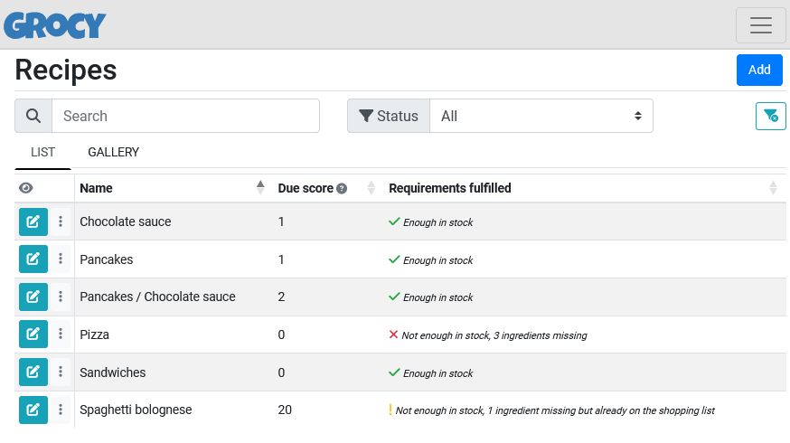Grocy - ERP beyond your fridge